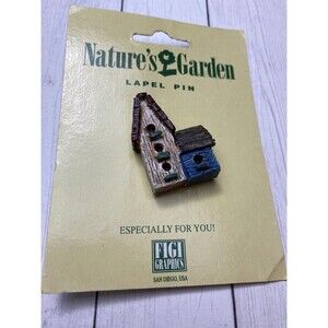 Figi Graphics Nature's Garden Double Birdhouse Lapel Pin 1995